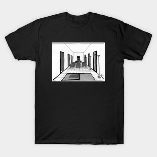 Architecture House Sketch Black and White Stylish T-Shirt